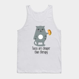 Tacos Are Cheaper Than Therapy Funny Cat Tank Top